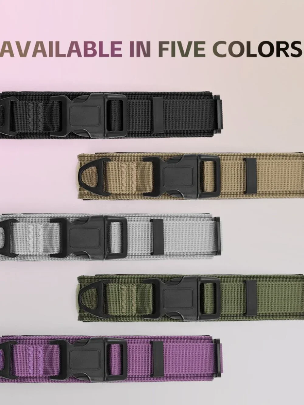 Adjustable Tactical Dog Collar Nylon Military Training Collar Metal D-Ring
